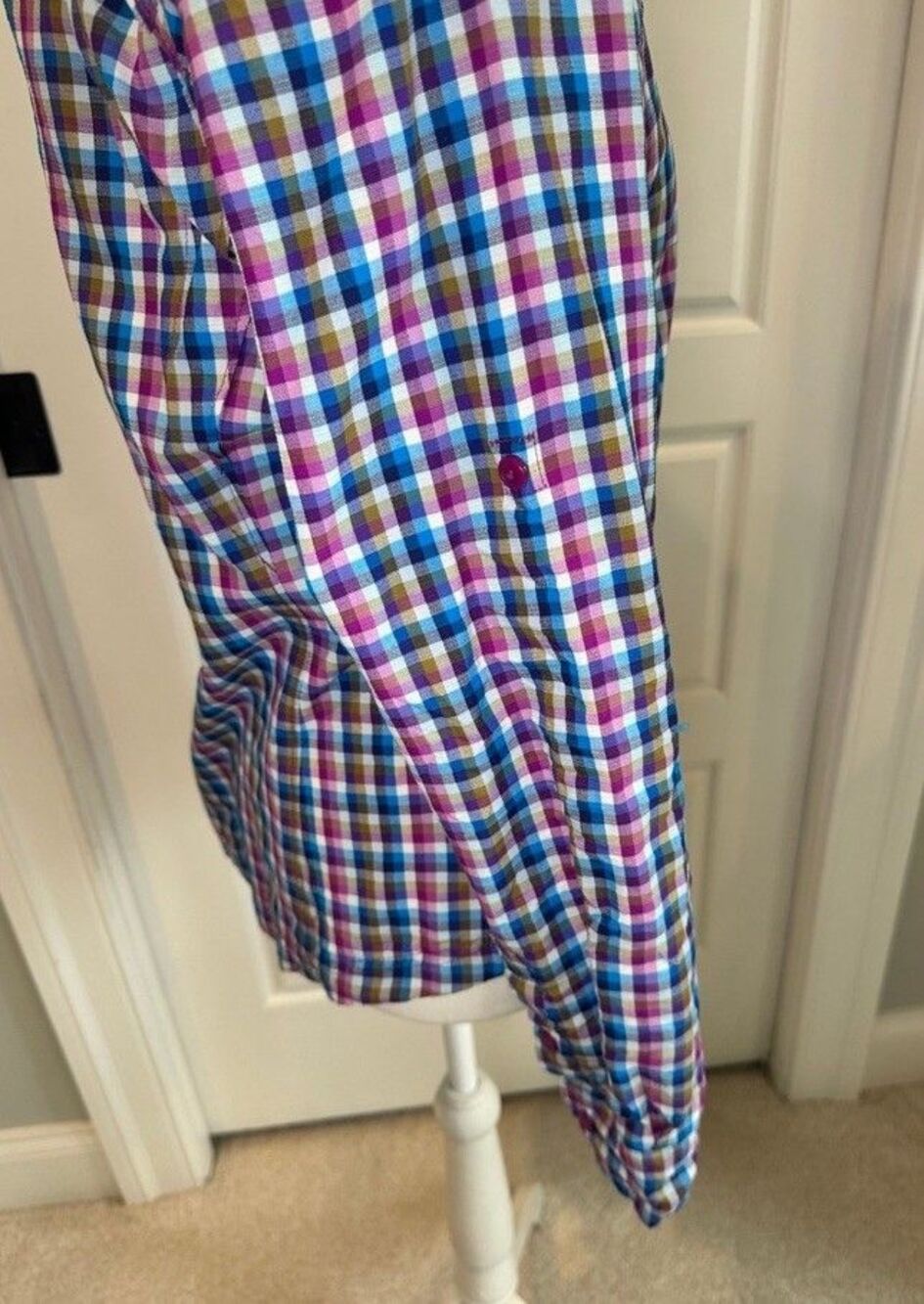 Columbia Omni-Shade UPF 40 Plaid Hiking Shirt Women’s Small Blue Purple Plaid - Picture 3 of 7